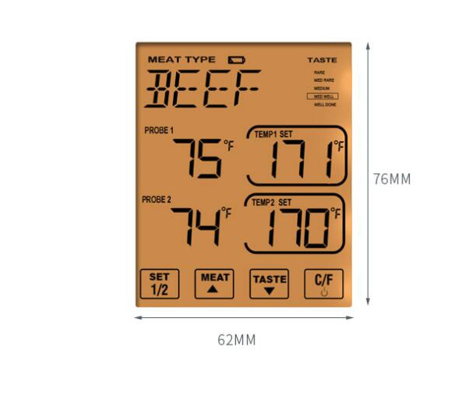 Termómetro digital de carne con temporizador y reloj, termómetro de cocina con sonda doble Esg11781