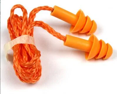 Großhandel hochwertige Silikon Orange Farbe mit Baumwolle String mit Kunststoffbox Verpackung Schutz Ohr Reduzierung Der Lärm Ohrstecker