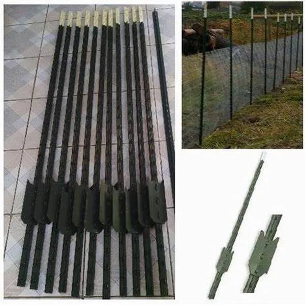 1.25lb Per Foot 1650mm Length Green Painted Studded T Fence Post