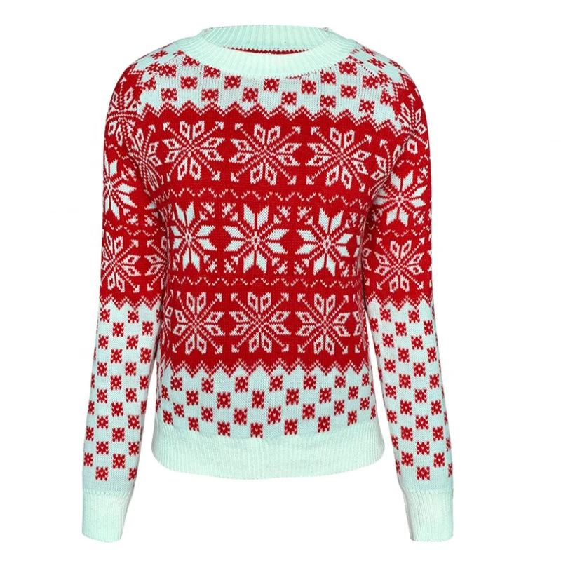 Установите перемычку женщин свитер зимний Топс Pullover Red Рождество свитер