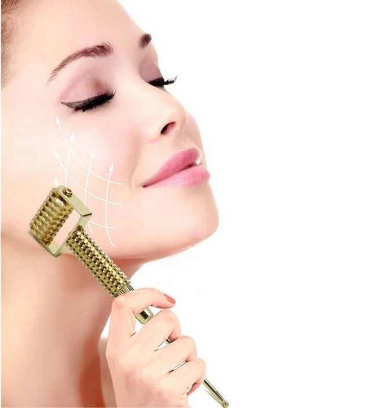 Private Label Metal 24K Golden Facial Masaje Roller Bar Handheld Reafirmante T 4D 3D Masaje con rodillo Mini Masaje facial