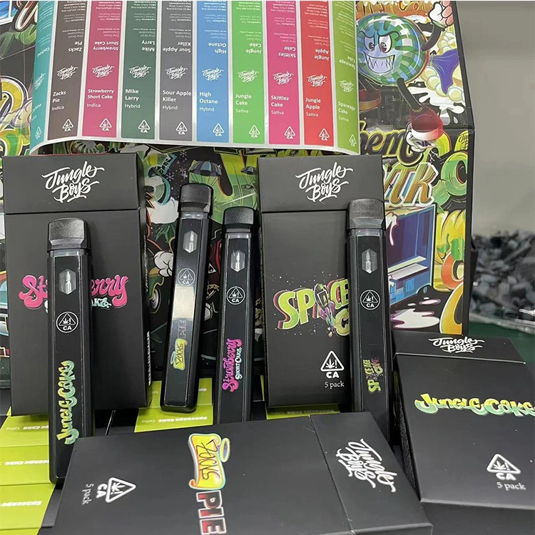 Custom 1ml 2 Gram Jungle Boys Cookie Slim leer 2ml Dicker Öl Einweg Pod Vapes Runtz laden 350 mAh Live Einweg-Vape Pen aus Harz für HHC DAB-Verpackung