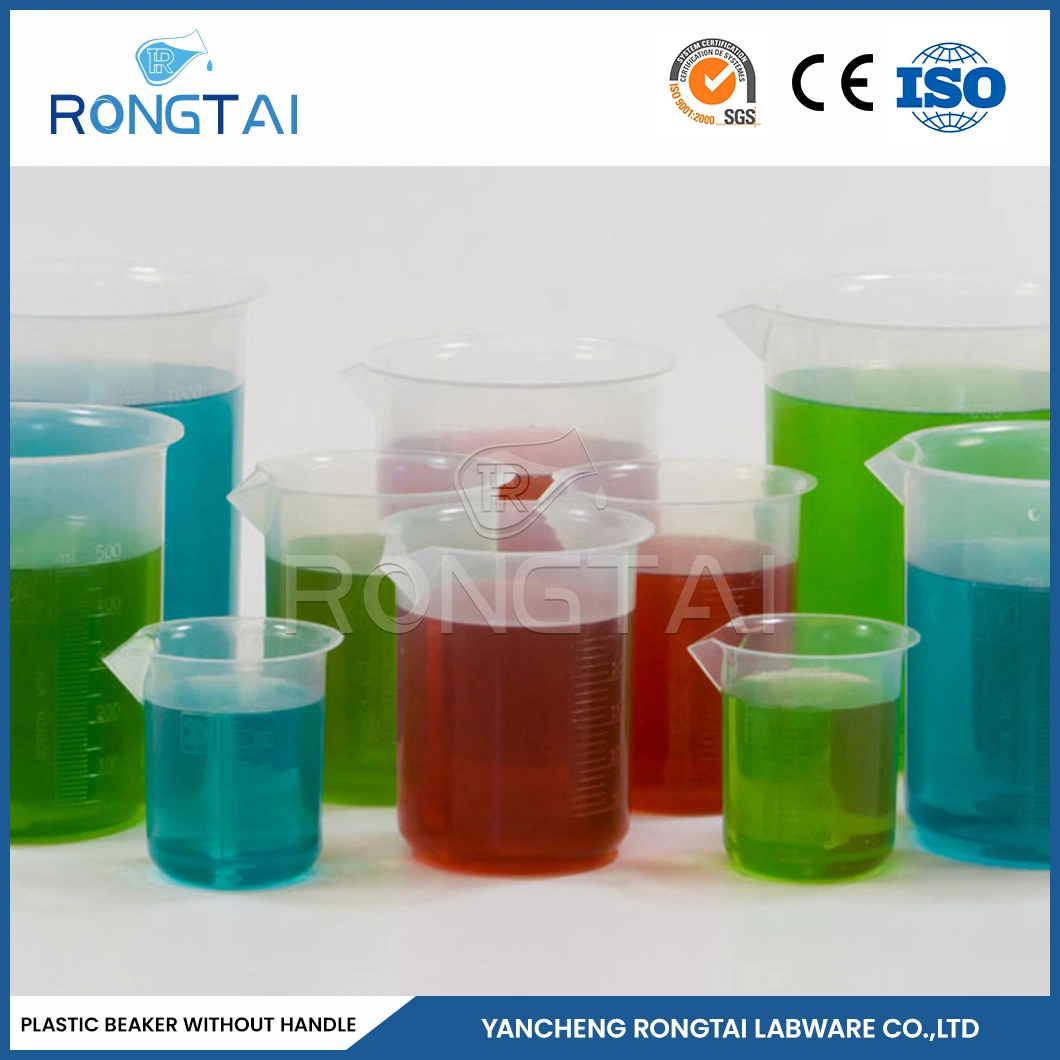 Rongtai Laboratório médico profissional plástico fabricantes Plasticware PP copo plástico Para o laboratório China, 50 ml, 100 ml, 150 ml, copo de plástico transparente