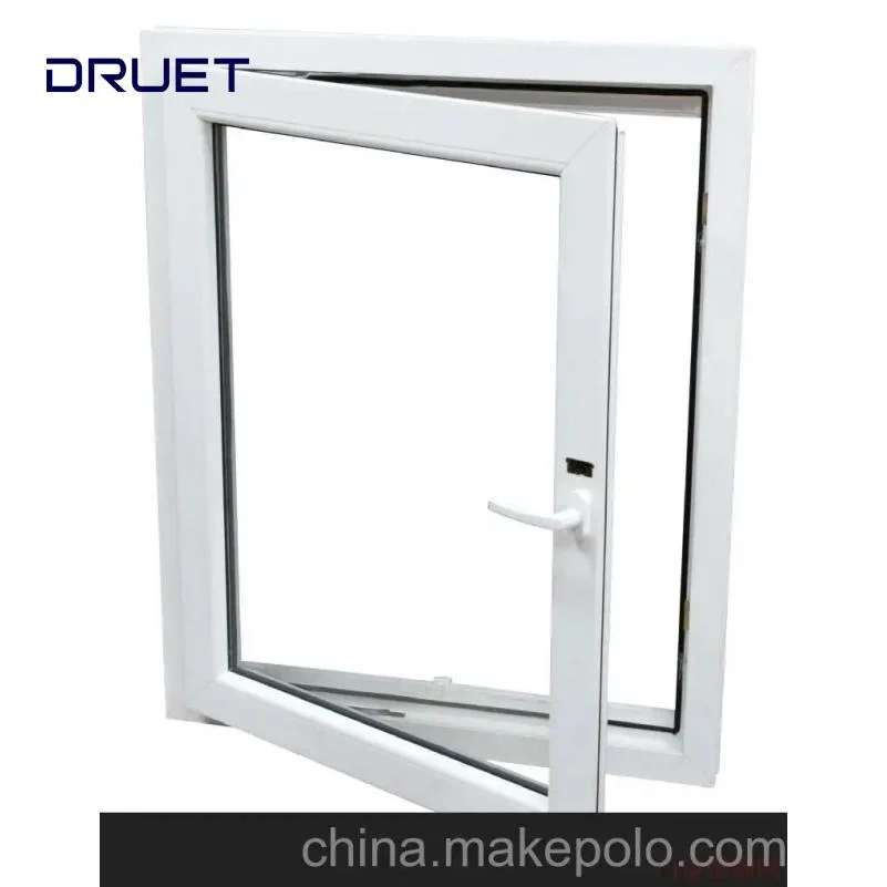 Verticales aisladas al calor Doble vidrio UPVC Tilt Turn Windows