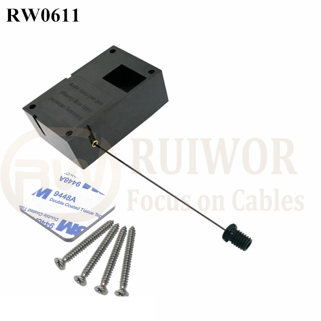 RW0611 Cuboid Cable retráctil de trinquete, además de detener la función M6X8mm /M8X8mm o tornillo de cabeza plana personalizado el extremo del cable