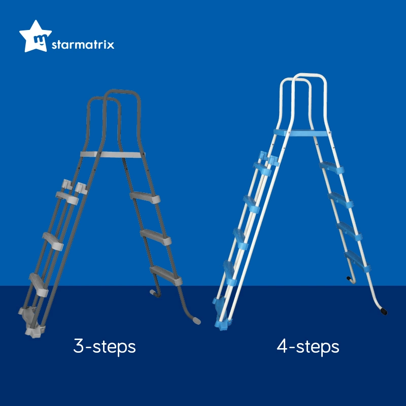 Starmatrix 912ts Plastic Setps Steel Frame أعلى حوض السباحة الأرضي السلم