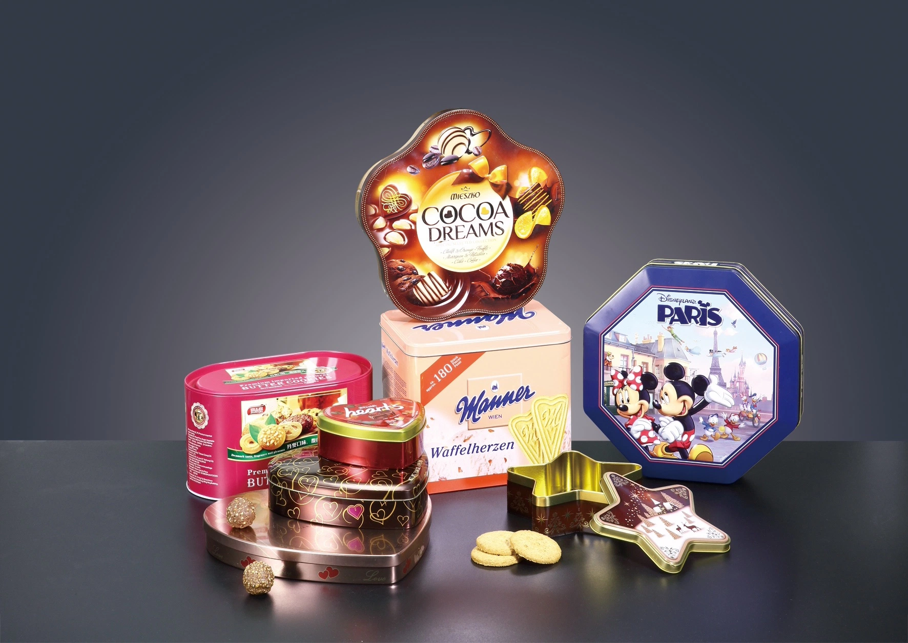 Forme de coeur de bonbons de métal Tin Tin cas Petites Sweet Mint Tin Tin avec clé peut Sweet cadeau de la chaîne de l'emballage boîte