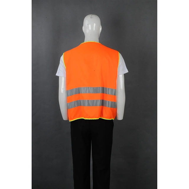 Malla de poliéster 100% personalizada Mayorista/Proveedor logotipo impreso en color naranja/amarillo reflectante En471 una alta visibilidad Chaleco de seguridad para el trabajo