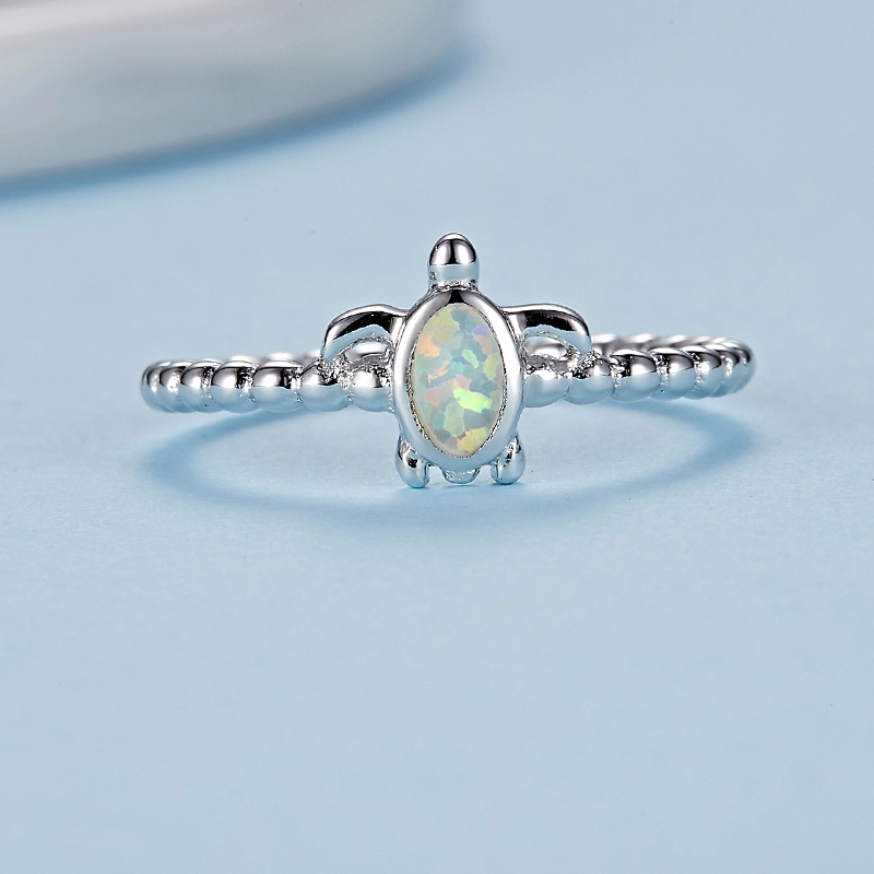 Wholesale/Supplier Silver Jewellery Cute Opal Stone Turtle Ring