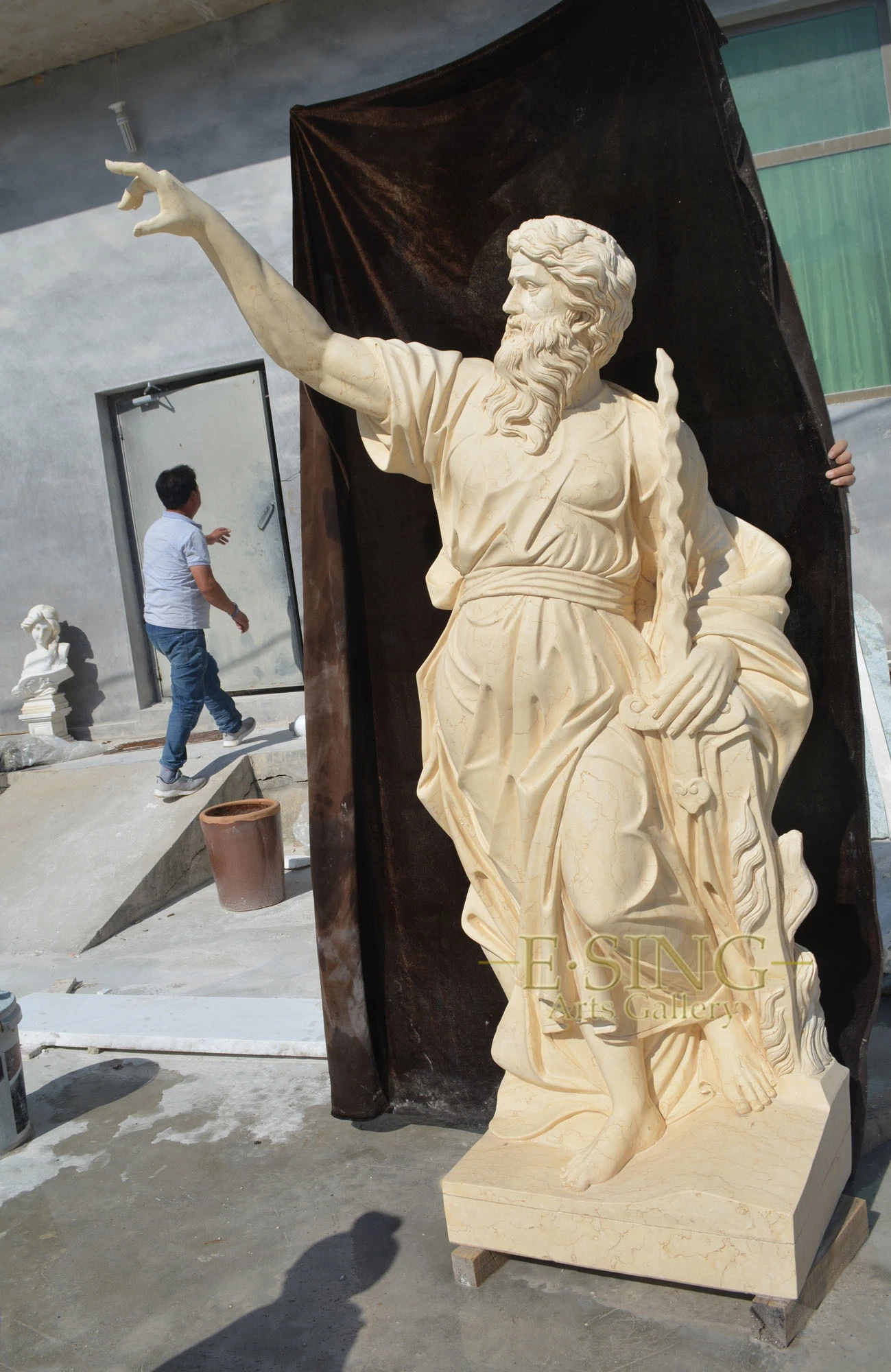 Tamanho Real Jardim Homem de Mármore Escultura Amarelo famosa estátua de pedra para venda