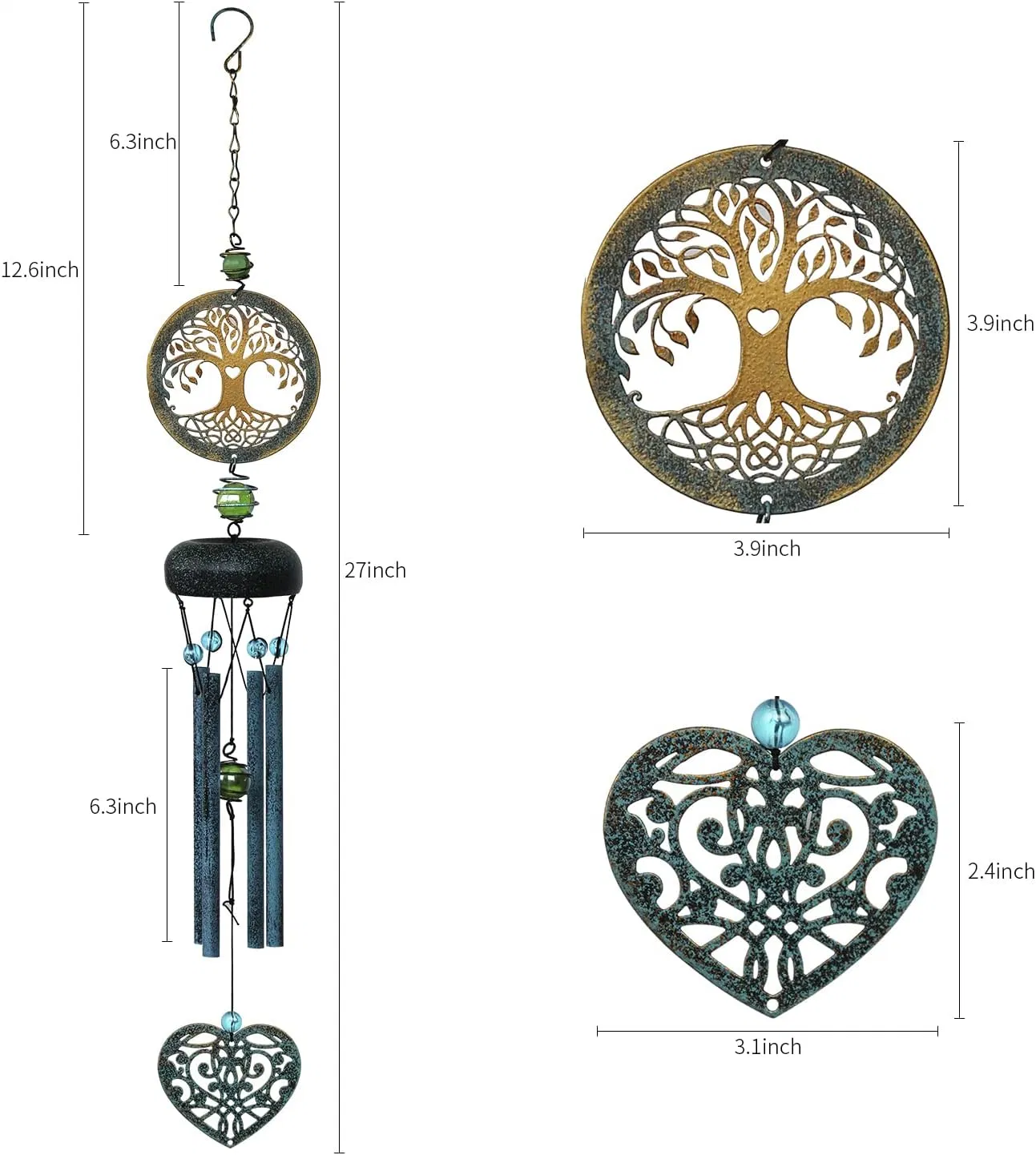 Christmas Gift Custom Wind Chime Home Garden Decoration Gift - Deep Tone Wind-Bell Outdoor Garden Art Decor Unique Loves Memorial Gifts,