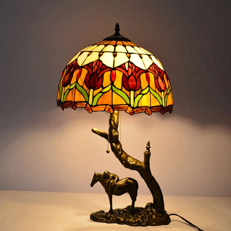 Tiffany Bronze Bedroom Decorative Lighting Stained Glass Table Lamp