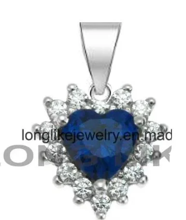 Plata Sterling Silver Jewellery Classic Heart Sapphire Blue Wedding Earring Jewelry Set