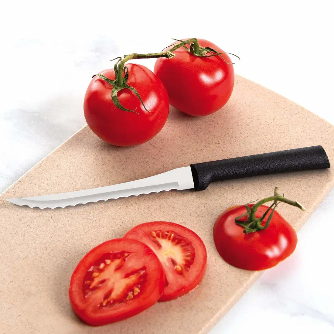 Cuchillo para cortar en rodajas de tomate de la cuchillería de la hoja de acero inoxidable 8-7/8 pulgadas de 1-Pack de Mango negro