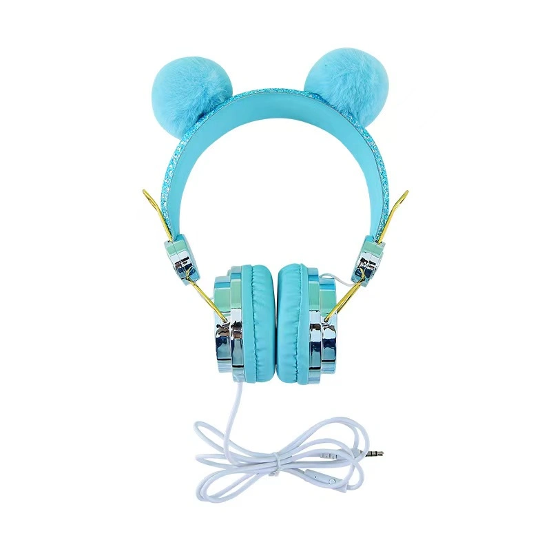 Lovely Colorful Wired Kid's Headphone Children Girl Headset for Music Play and Mobile Phone Call, Answer and Hands up Earphone