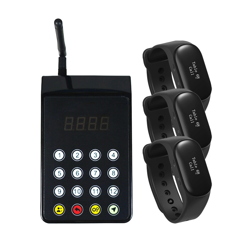 Wireless Restaurant Guest Table Nummer 315 MHz 433MHz Call-Taste Handgelenkuhr Mit Notruf-System Für Waiter Pager Receiver Mit Bildschirm für Cafe