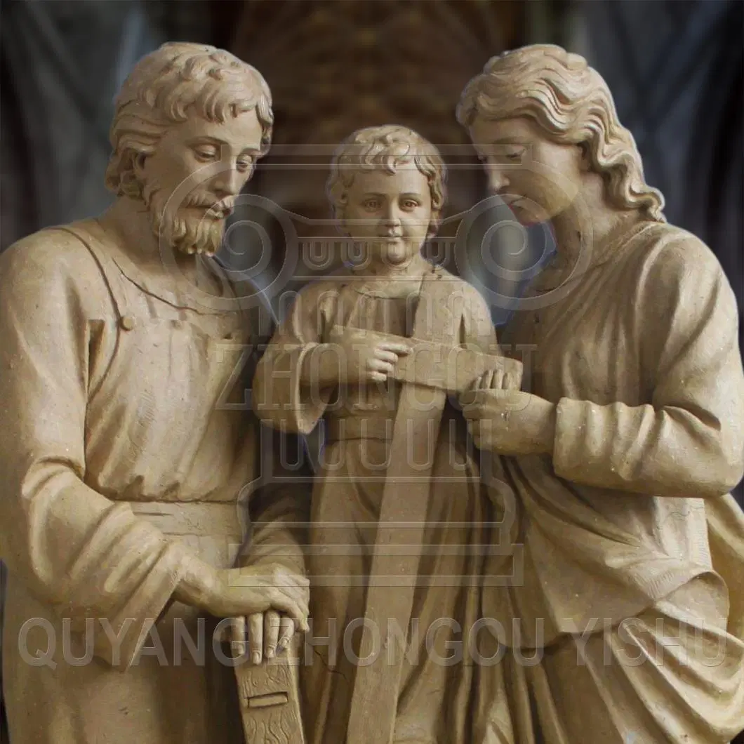 Камень Карвинг мраморным религиозных Святого Семейства статуя скульптура глиняные модели