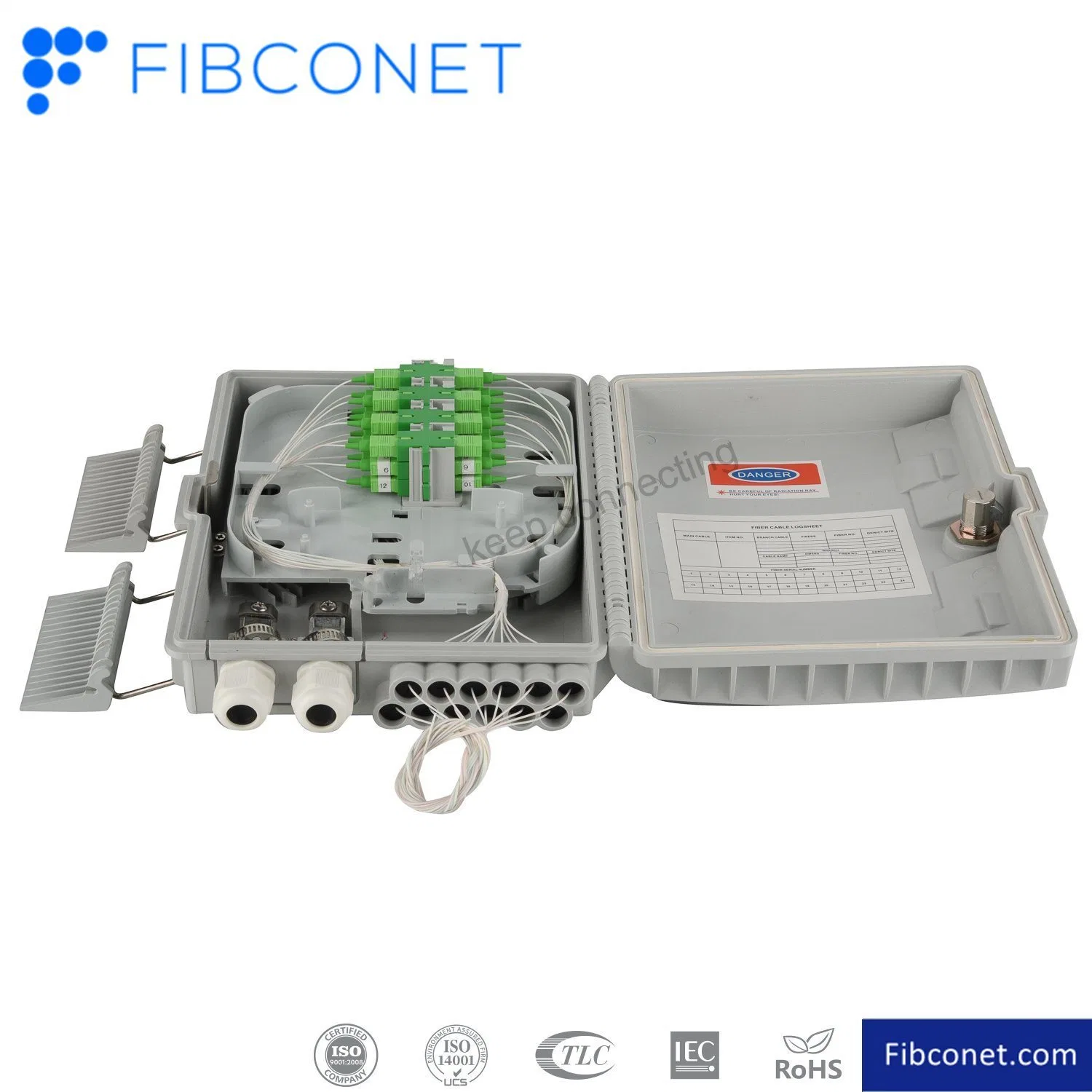 FTTH Passive Plastic Products 12 Core Fiber Optic Distribution/Terminal Box with PLC Splitter