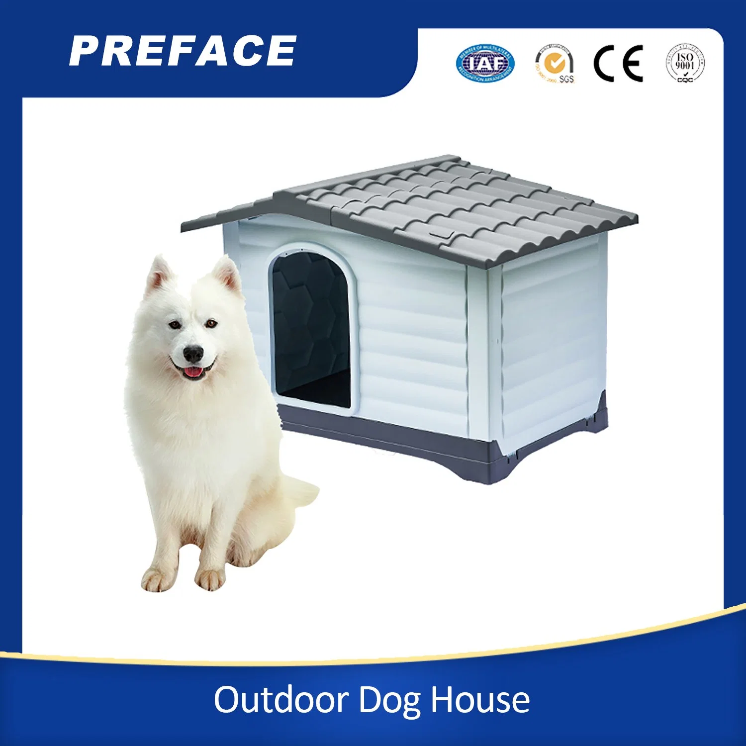 PET House Plastic Large Dog Outdoor OEM Solid Sustainable Button Flat Packing Outdoor PET House Super Markets Red, Blue