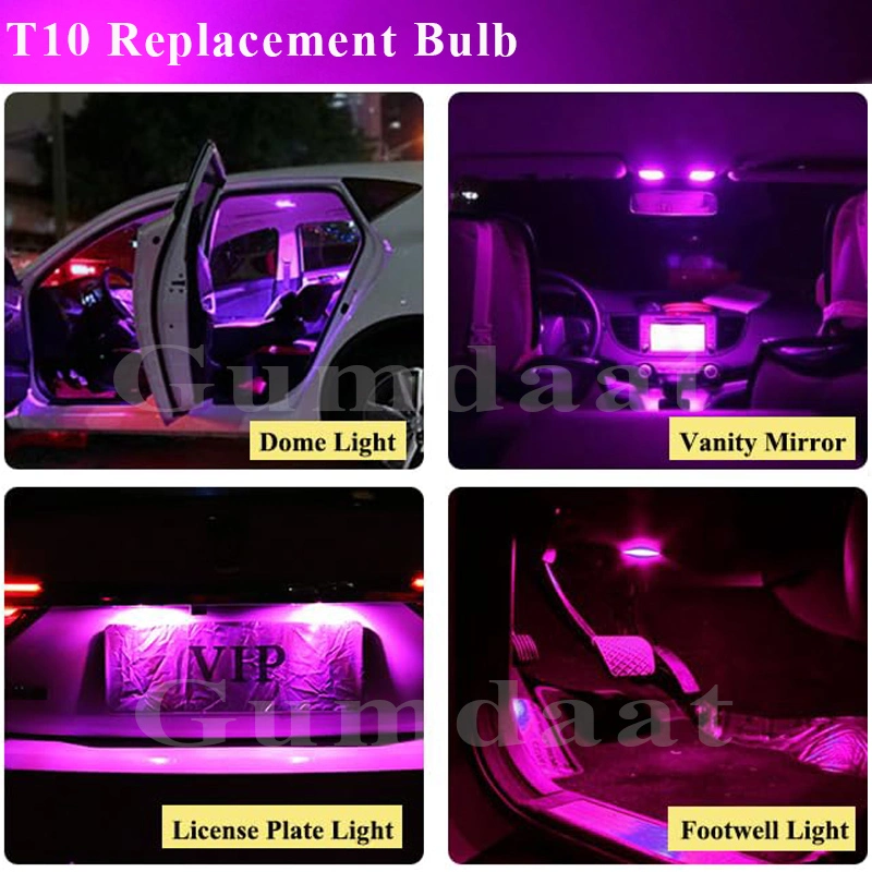 Purple T10 194 W5w 12V Interior LED Bulb Car Dome Instrument Lights