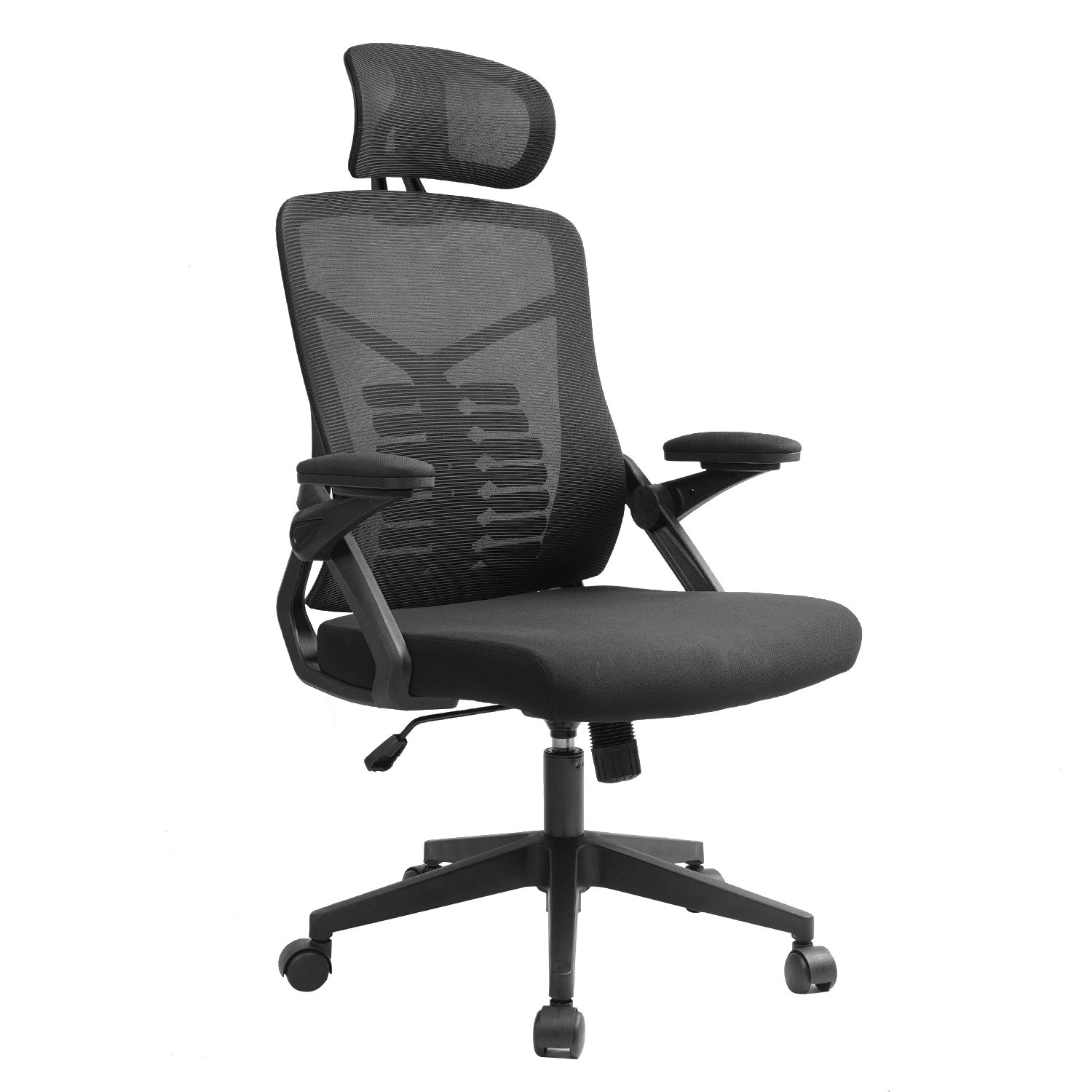 Silla de oficina Mesh, silla de escritorio ergonómica con soporte lumbar ajustable y reposabrazos abatible, asiento amplio Comfort, silla de trabajo para ordenador de respaldo alto