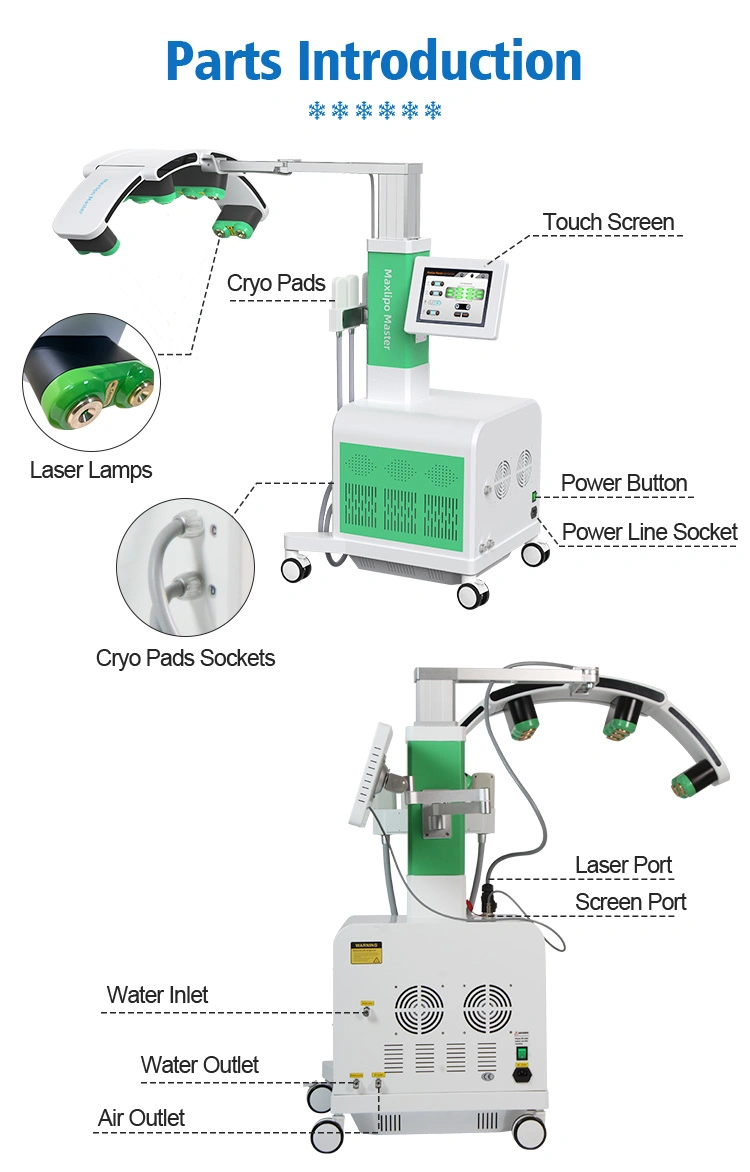 Laser 10+Pastilhas de criocongelação 2 em 1 corpo da máquina de emagrecimento 532nm/635nm EMS Laser Placa Criopreservação Fat equipamento de congelação