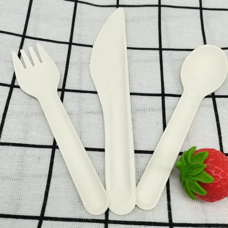 Disposable Sustainable Bagasse Cutelery Set Knife Fork Spoon