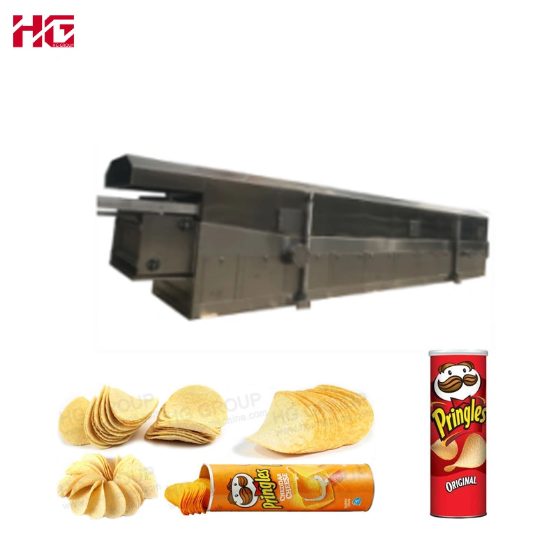 Automatische Pringles Stapelbare Kartoffelchips Kartoffelchips Fritteuse Soda Kekse Reiskracker Wafer Stick Schweizer Roll Kuchen Bäckerei Snack Lebensmittelproduktionslinie