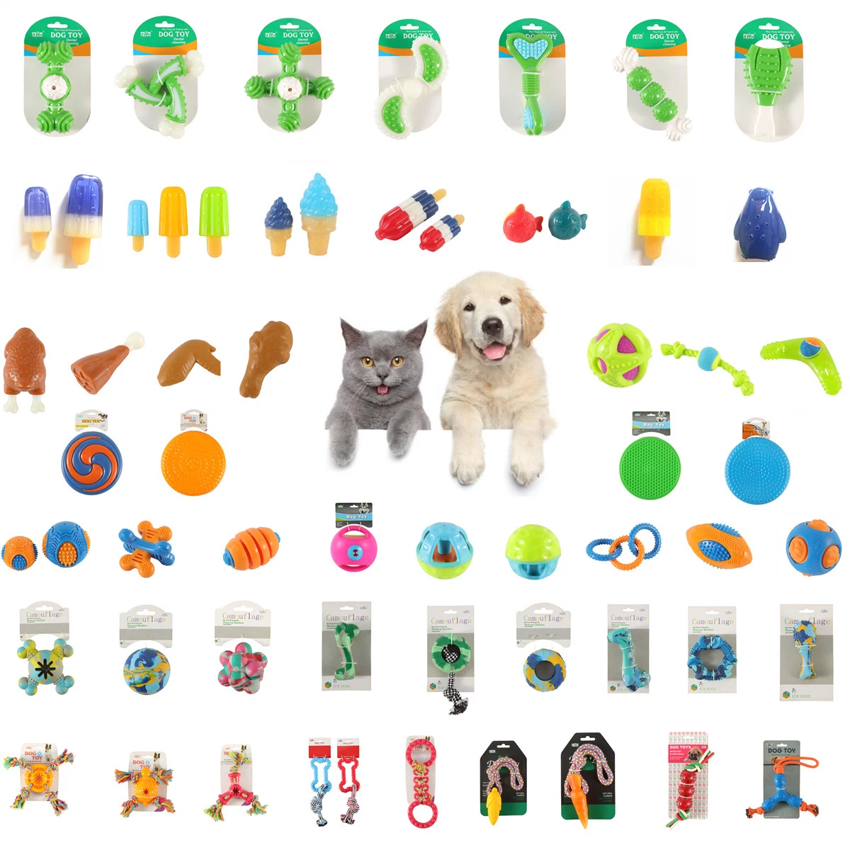 OEM Personalizar Logo Multicolor duradero Bite resistente caucho natural TPR Vinilo Plush Nylon Pet Toy Dog Dental Toy