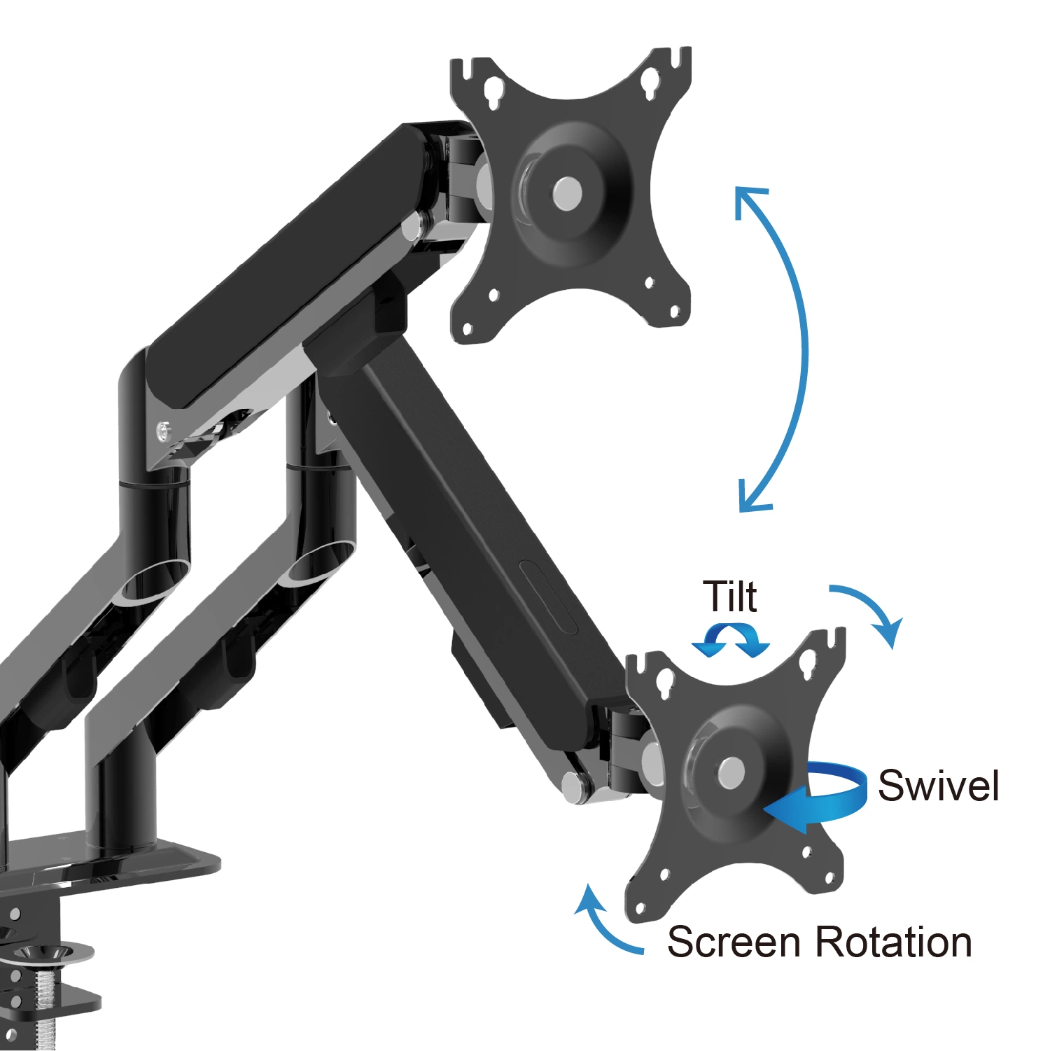 180 Grad Drehbarer Monitorarm Gasfeder 360 Drehbar Max VESA 100*100mm Dual Monitor Ständer Sonstiges Computerzubehör