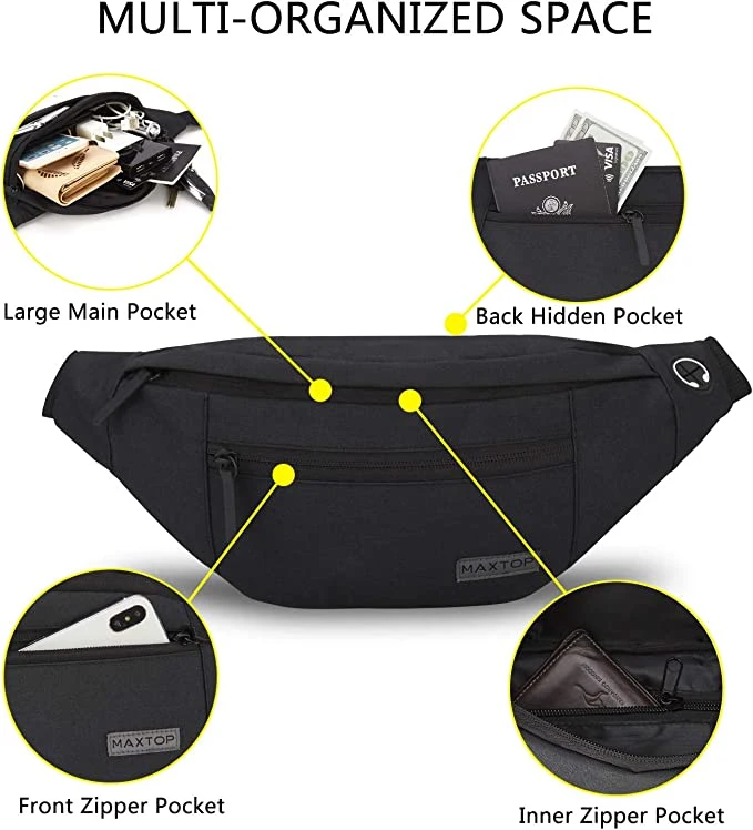 Crossbody Fanny Pack with 4-Zipper Pockets, Gifts for Enjoy Sports Festival Workout Traveling Running Casual Hands-Free Wallets Waist Pack Phone Bag