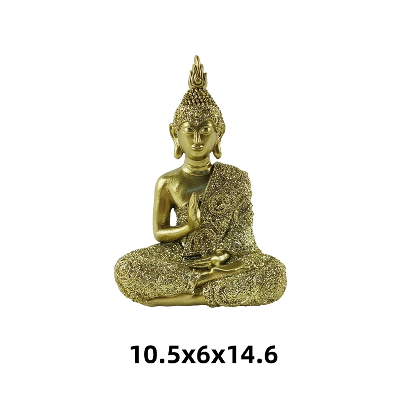 Shinning and Gold Meditating Buddha Statue Feng Shui Decoration Religious Figurine
