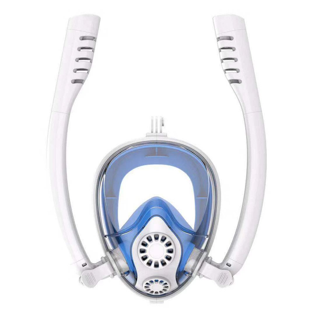 Double Breath Tube Swimming Mask, Full Face Underwater Snorkel Masks