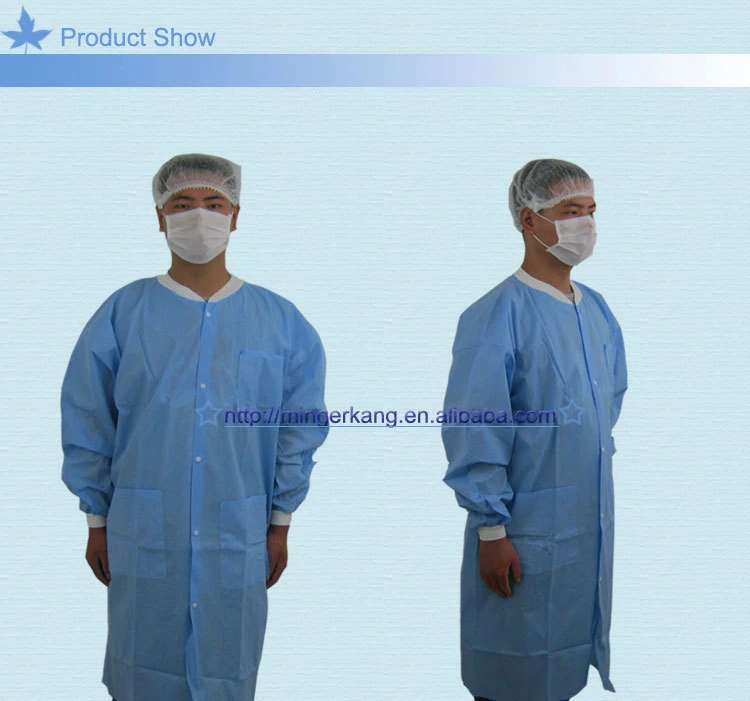 Blue and White PP Non Woven Disposable Lab Coat