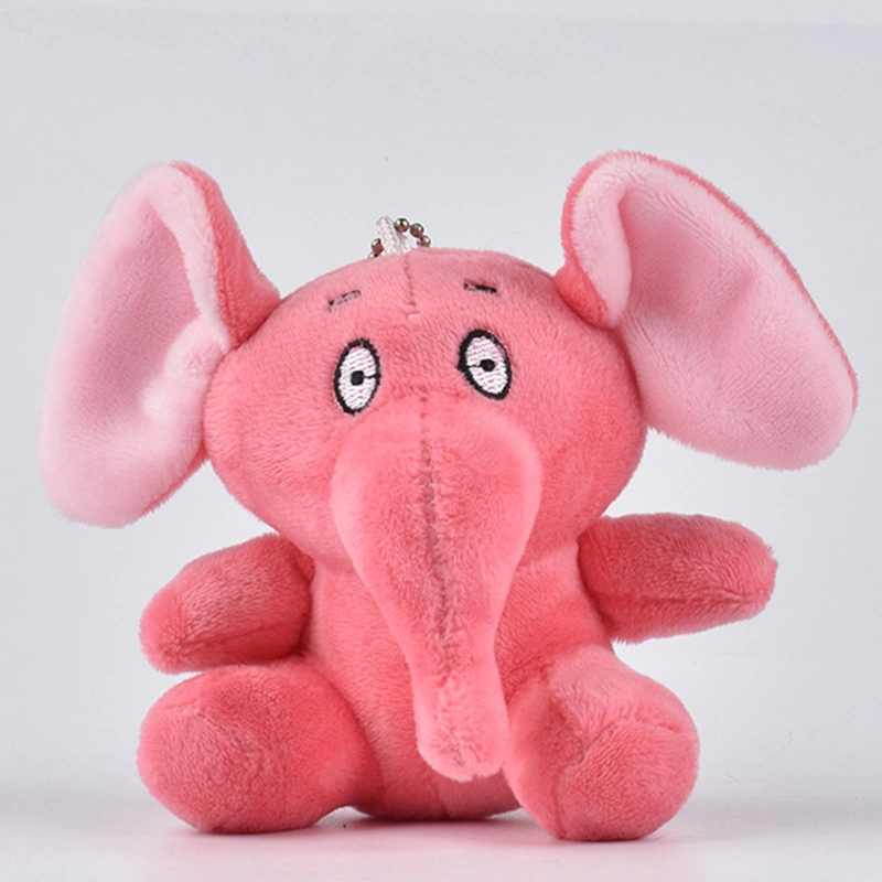 Factory Wholesale 15cm Soft Plush Animal Keychain Toy Lovely Pink Stuffed Elephant