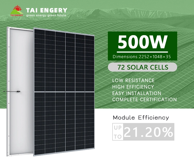 Tai Energy Solar Panel 500W Mono Solar Panel Half Cell for Home Energy Storage Power