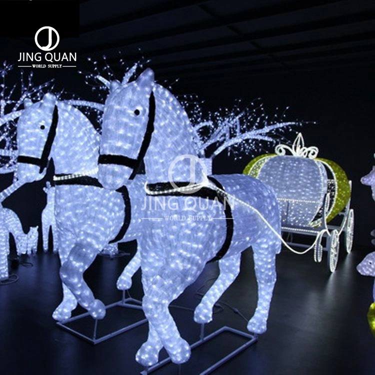 Christmas 3D Animal LED Horse Carriage Santa Sleigh Motif Lights Street Shopping Mall Park Garden Decors