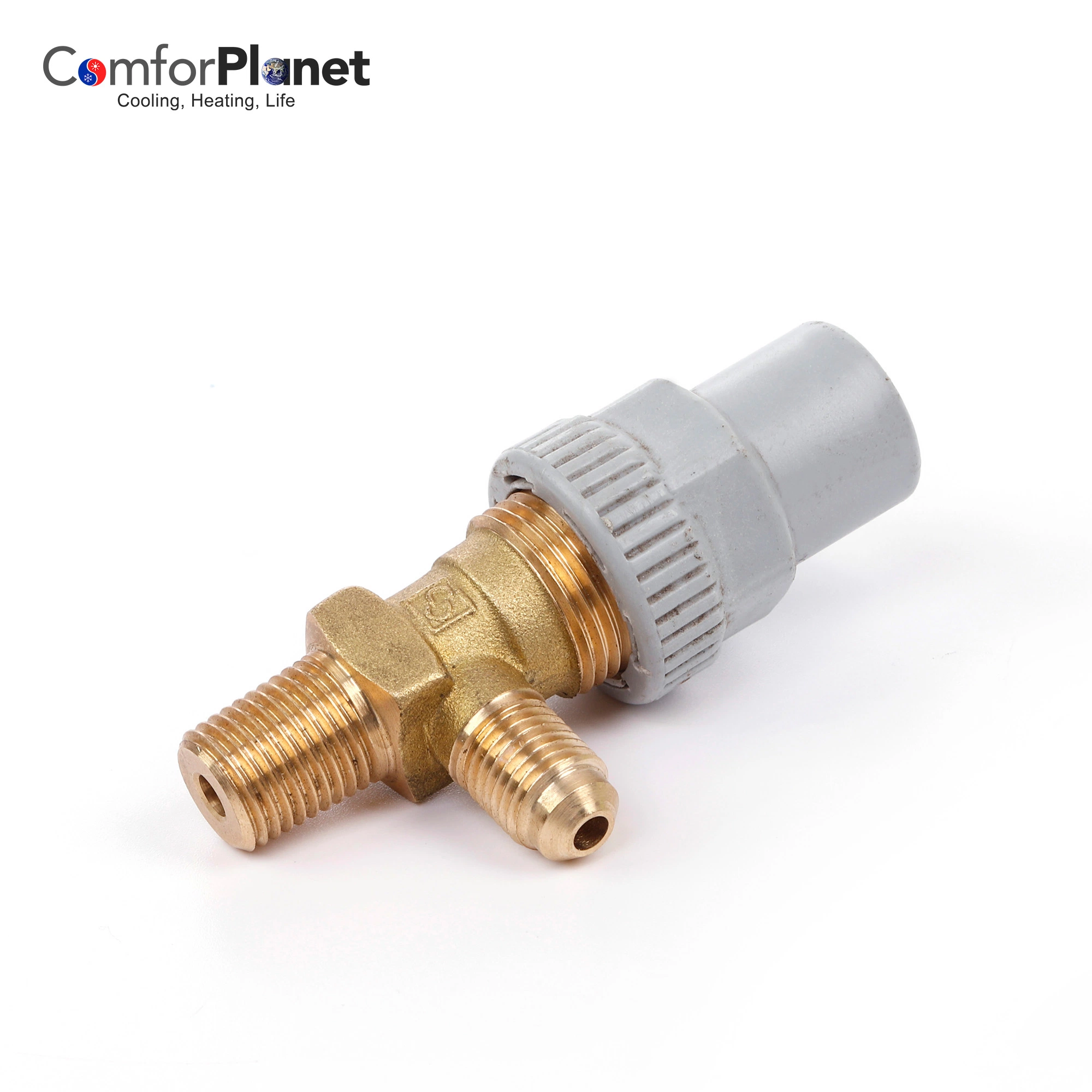 Wholesale/Supplier HVAC Brass Valves Refrigeration Angle Valve with Thread Adapater Is Used in Liquid Refrigerant Receiver Valve Manufacturer Supplier