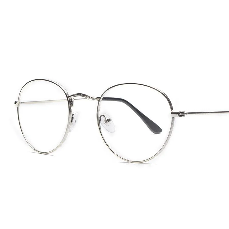 Classic Round Metal verre transparent monture lunettes Unisex Circle Cadres optiques métalliques pour Homme