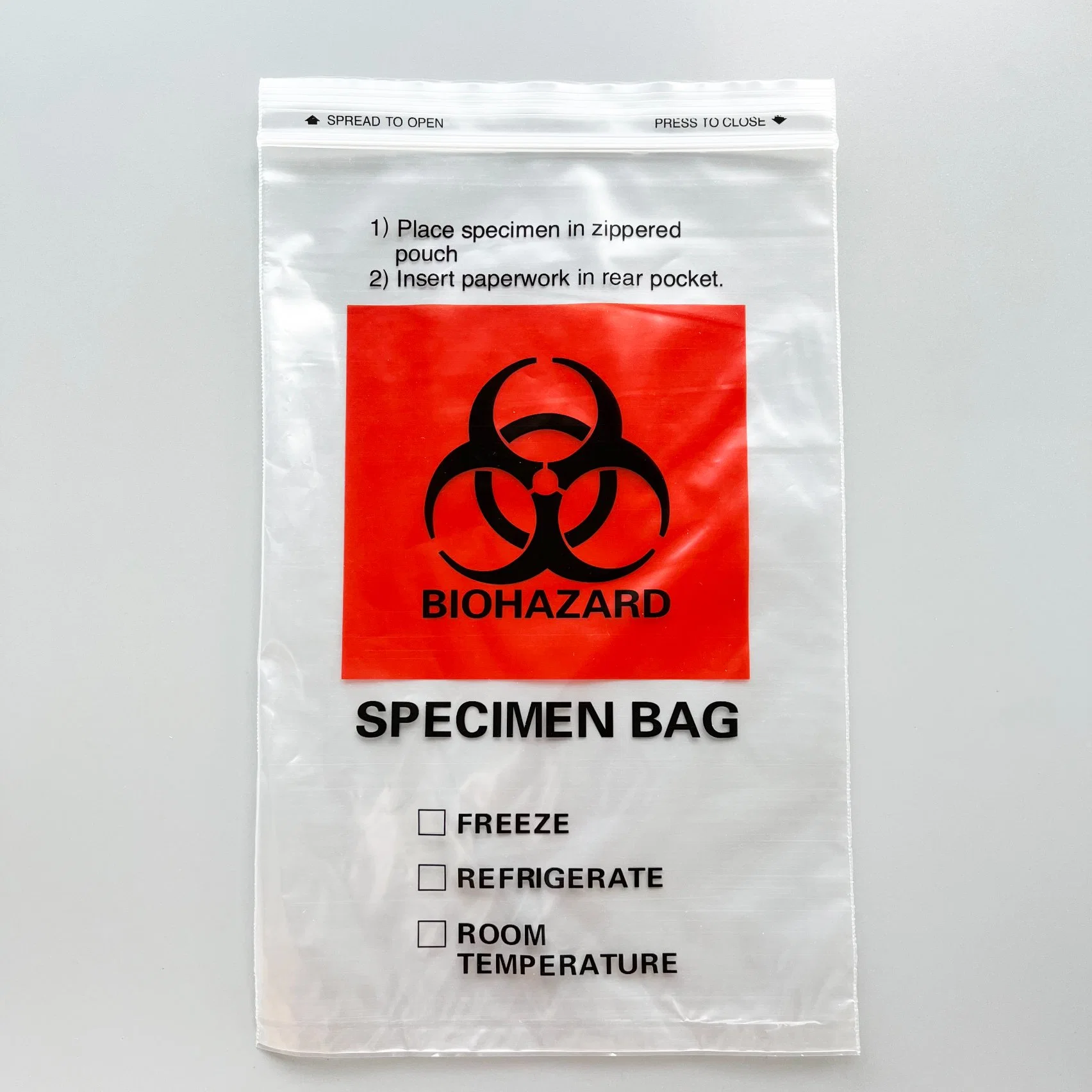 Customized 3 Layers / 4 Layers Laborary Eco-Friendly Biohazard Medical Sample Dental Kangaroo Transport Collection 95kpa Zipper Specimen Bag