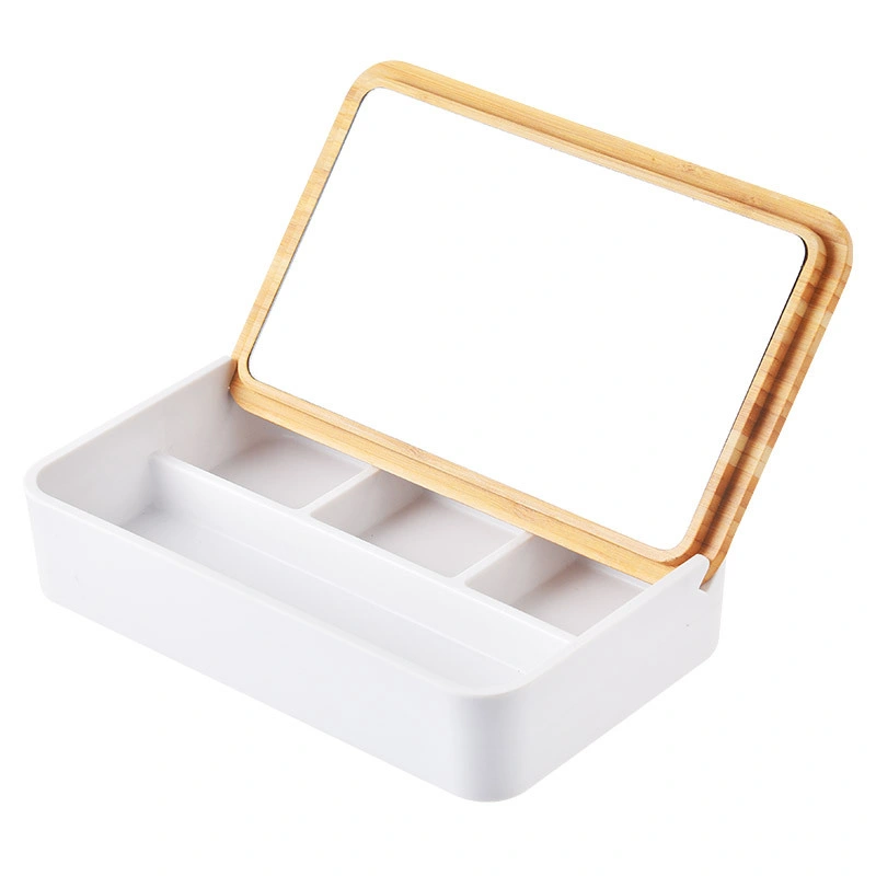 Organizador con cuadros de espejo de maquillaje cosméticos Alimentos almuerzos Bento de joyas de cristal LED Cosméticos Gran Eco friendly el cuarto de baño Caja de almacenamiento