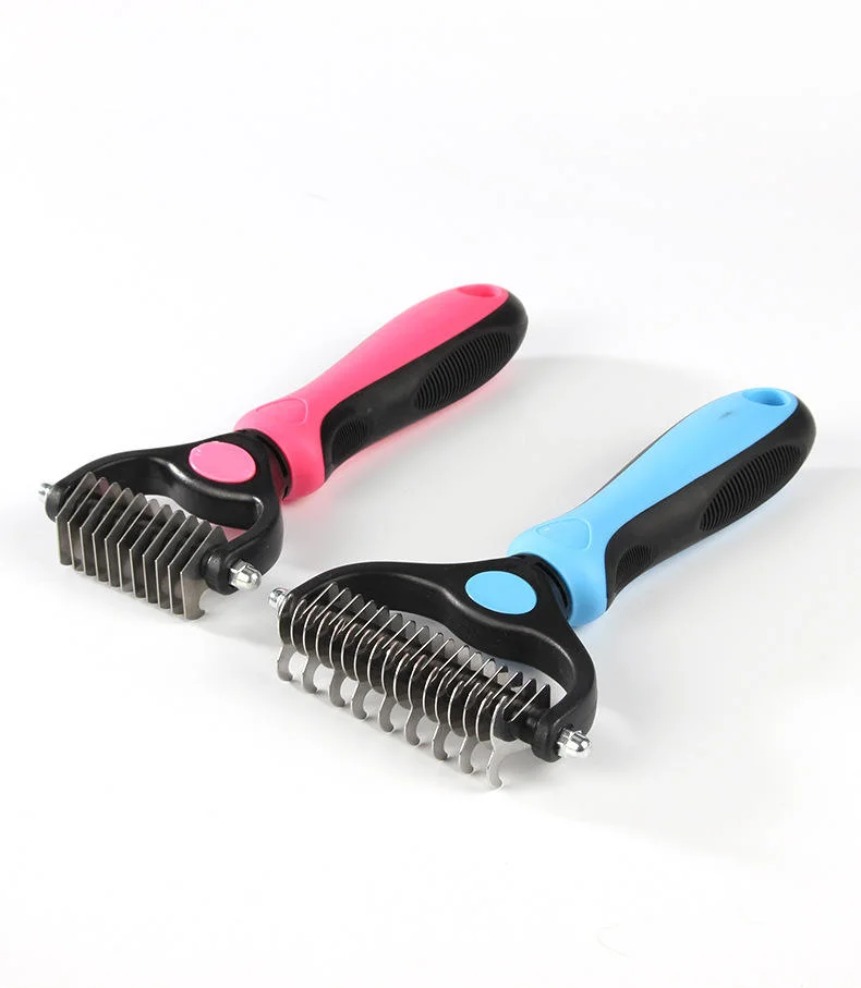 Double Sided Pet Grooming Brush Comb Deshedding and Dematting Tools Undercoat Rake Comb