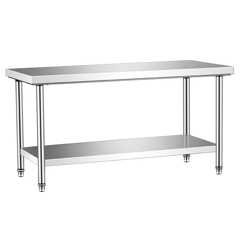 Wholesale Double Triple 2 3 4 Layer Big Metal Worktable Stainless Steel Food Prep Work Table Bench with Undershelf or Upper Shelf for Kitchen Preparation Area