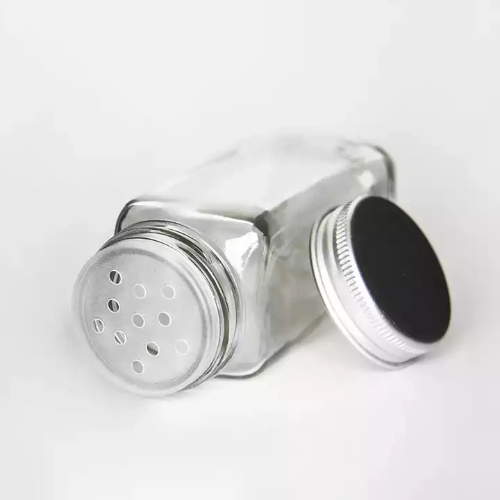 Wholesale/Supplier 4oz Clear Square Glass Spice Jar Sets for Salt Pepper Container with Metal Closure