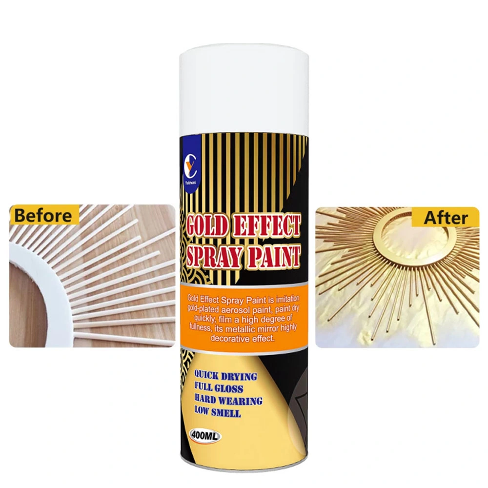 Großhandel 400ml Gold-Effekt-Spray Farbe Metallic Gold Aerosol Spray Farbe