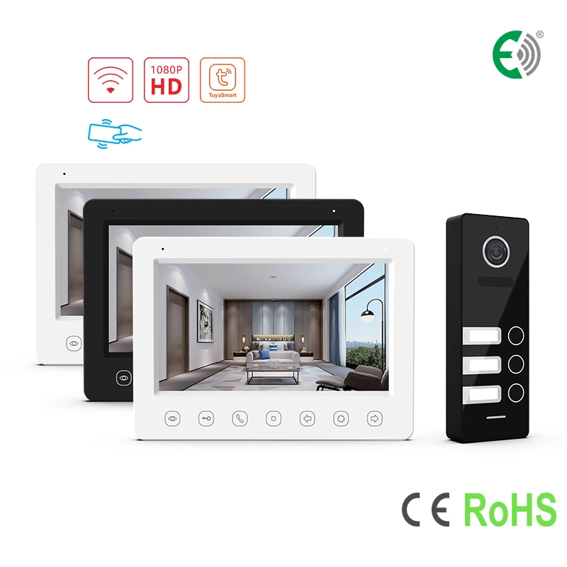 4-Wire WiFi Home Security Memory HD Door Bell 7" Video Intercom System