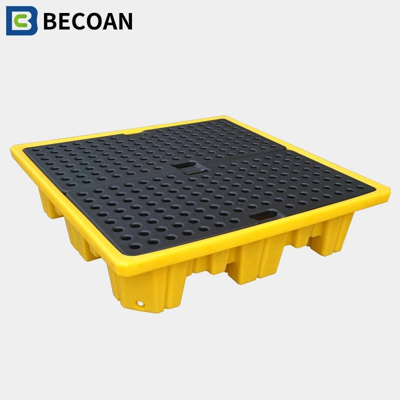 Becoan Brand 1300X1300mm Anti-Corrosion Four Drum Plastic Spill Pallet Containment