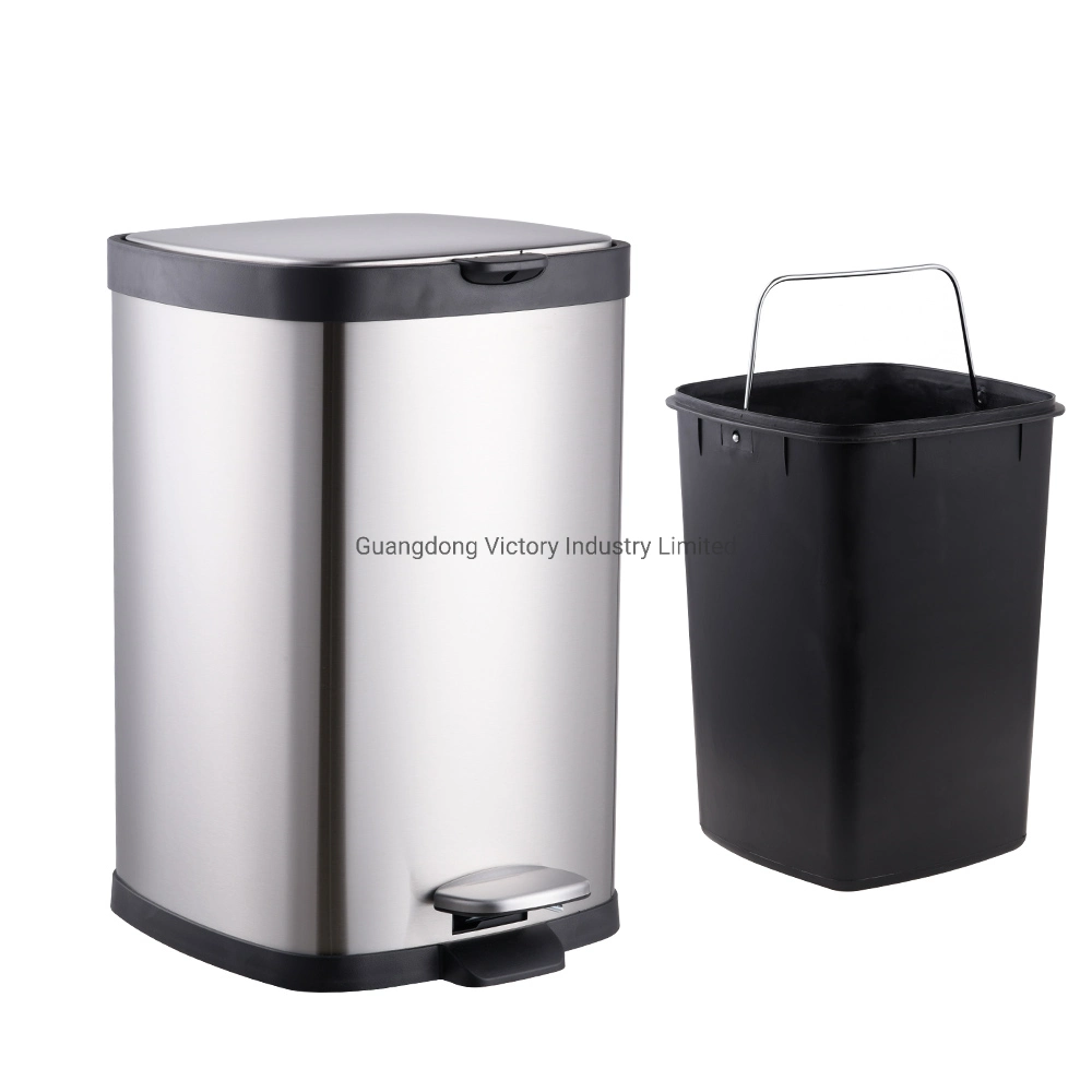High Quality Square Shape Stainless Steel Foot Pedal Dustbin