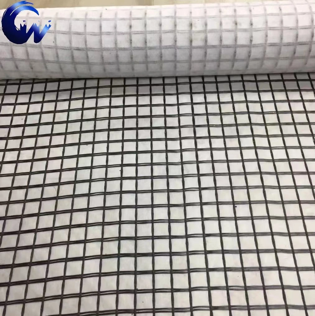 Matériau de construction pratique en polyester tissu géogrille composite avec géotextile.