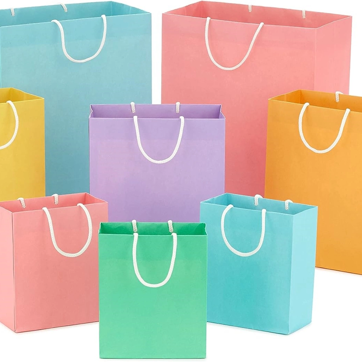 Les poignées de ruban de sacs en papier de cadeau pour le shopping, les petites entreprises, Parti de la mariée, mariage, Baby douche, Parti de la mariée, Noël et jour férié